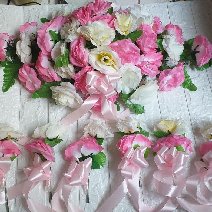 BUKET BUNGA MOBIL PENGANTIN, BUNGA PALSU, untuk hias mobil pengantin