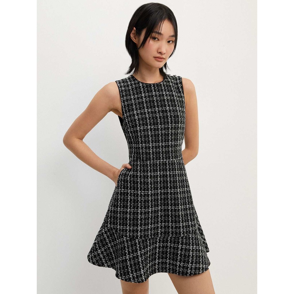 Pomelo. Tweed Mini Dress - Black