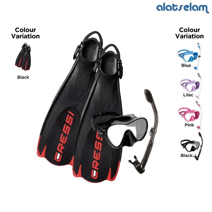 BRG BARU Paket Snorkling Cressi Open Heel Cressi Maui Gold/Alat Selam.com