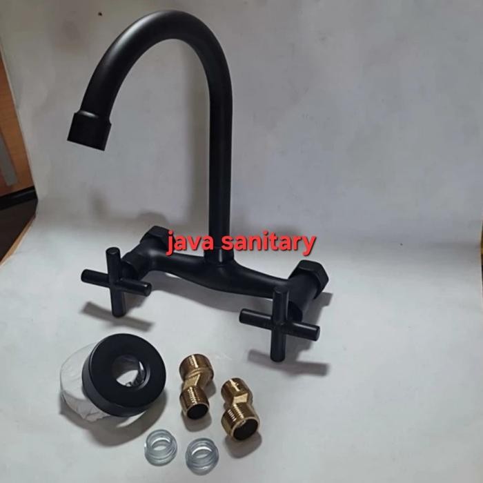 Paling Baik Kran Sink Dinding Angsa Panas Dingin Black/Kran Dapur Hitam Mixer Terlariss 