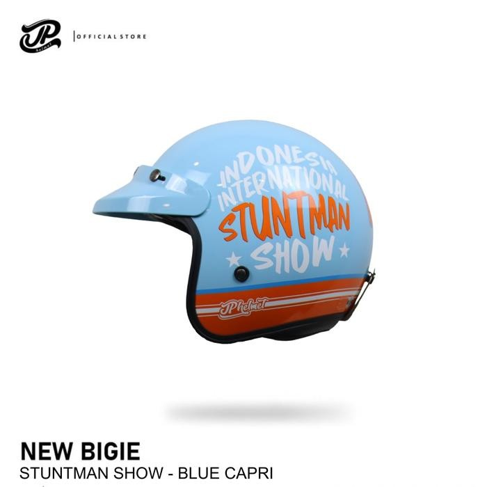 Helm JP Retro New Bigie Stuntman Show - Blue Capri