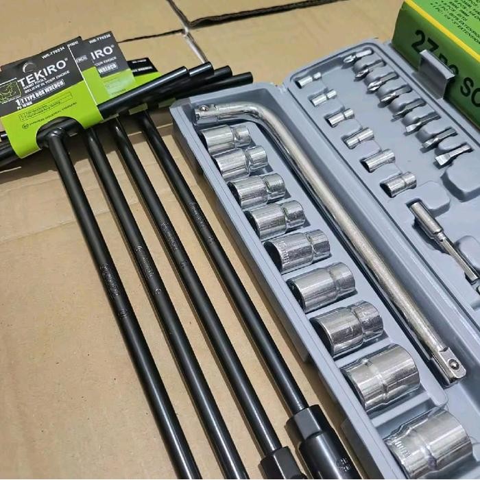 PROMO kunci T set tekiro 8-10-12-14 + kunci sok 27Pcs IWA BISA COD kunci set lengkap/kunci set