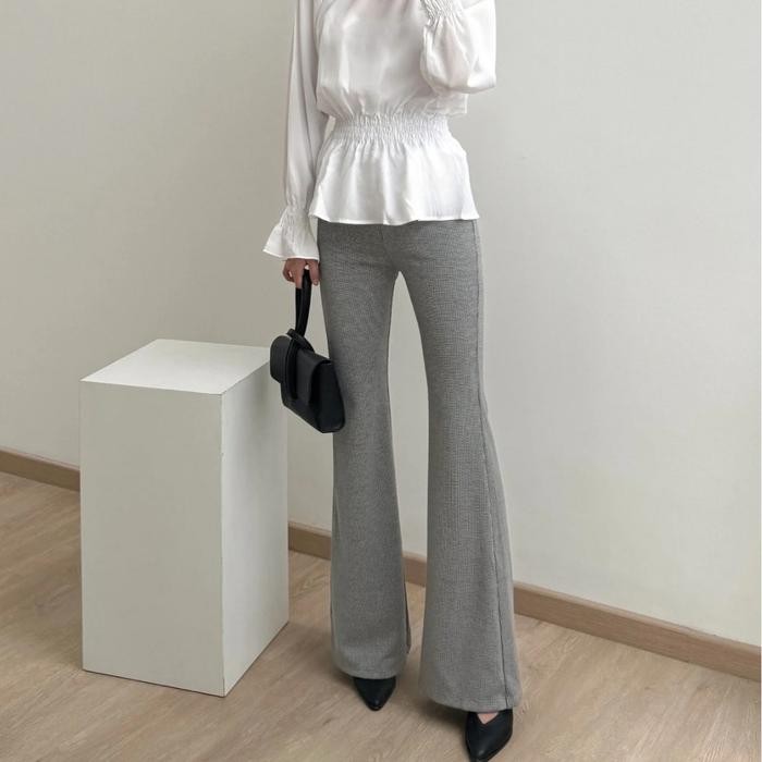 554k- Kadaka B-0214 Flare Knit Pants Celana Cutbray Stretch Wanita