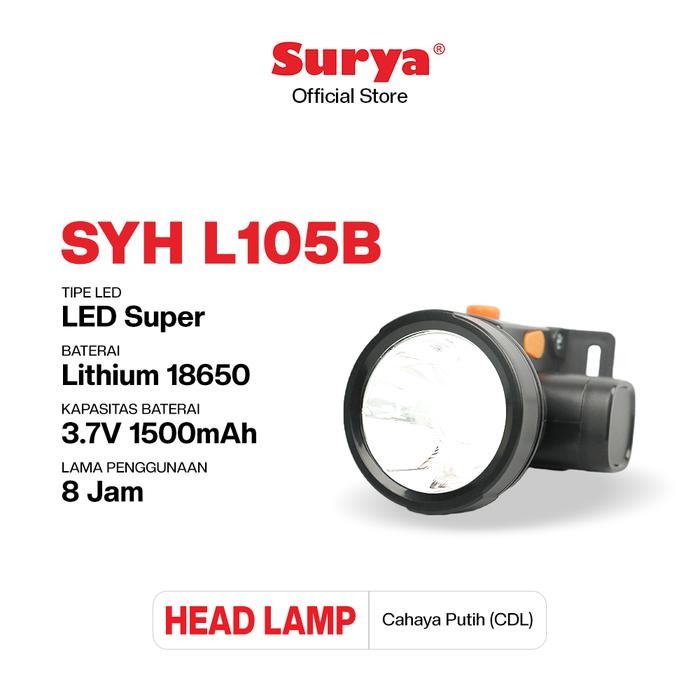 Surya Lampu Senter Kepala LED SYH L105BRechargeable