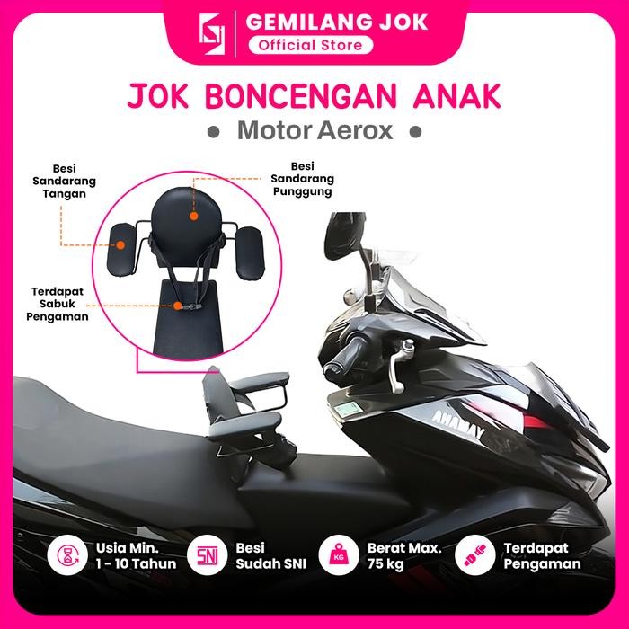 Kursi Jok Boncengan Anak Dudukan Portable Motor Matic YAMAHA Aerox 2015 - 2024 Dilengkapi Besi