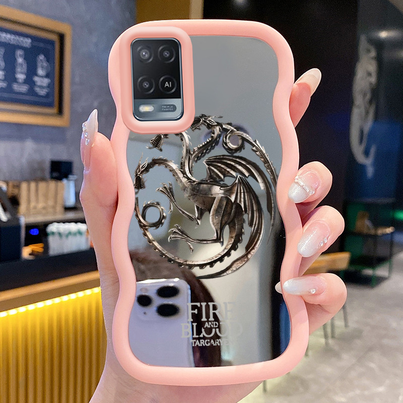 Casing Untuk OPPO A54 Case Casing Serigala Pola HP Cesing Macaron Kasing Mirror Silikon Softcase