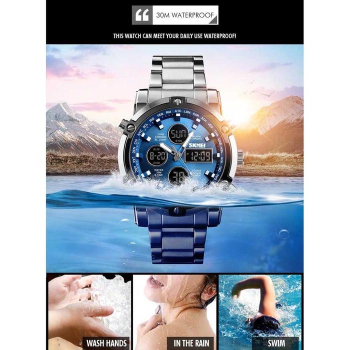 Skmei Jam Tangan Kasual Digital Analog Pria - 1389 - Silver Black