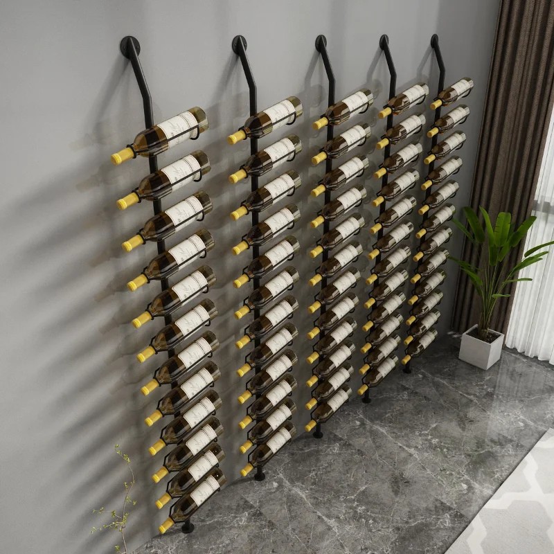 Wrought Iron Floor Wine Rack Wall Oblique Wine Rack Creative Wine Cabinet Wall Hanging Wine Display 
