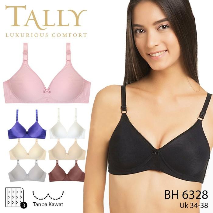 yrka- Tally Bra Tanpa Kawat Bahan Pori Busa Tipis Cup B Kait 2 Bh Polos 6328