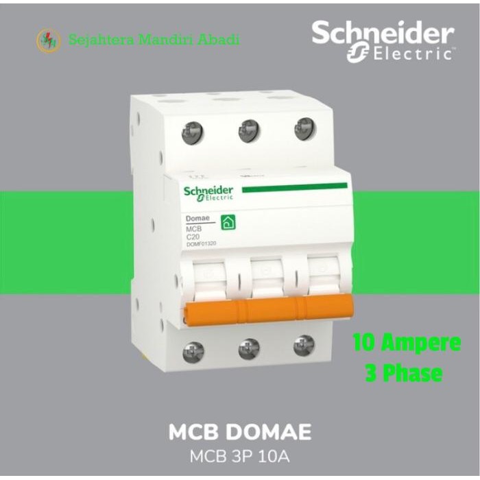 Mcb 10 Ampere 3 Phase Domae 6Ka Schneider Original Merlin Gerin