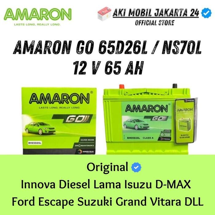 Aki Mobil INNOVA LAMA DIESEL LAMA 65D26L Amaron GO Aki Kering 12 V 65 Ah