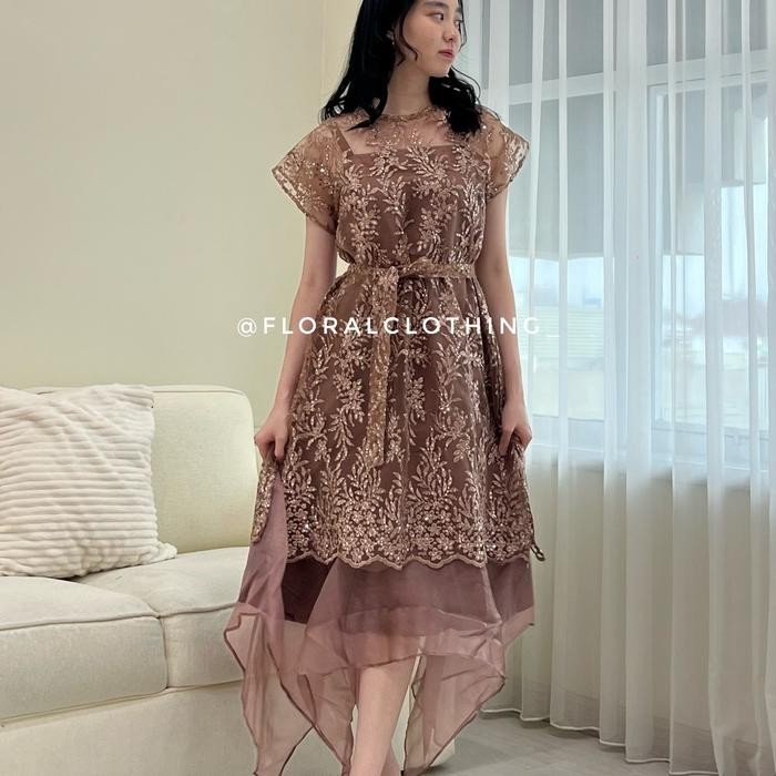 F351 Dress wanita kondangan bridesmaid pesta mewah bahan premium