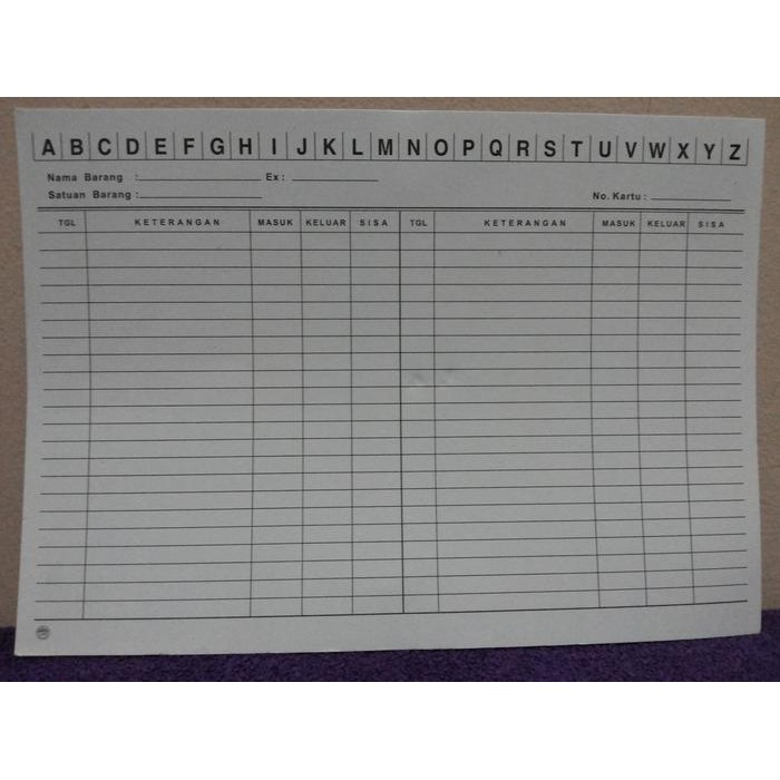 New Kartu Stok Persediaan Besar / Stock Card Lebar