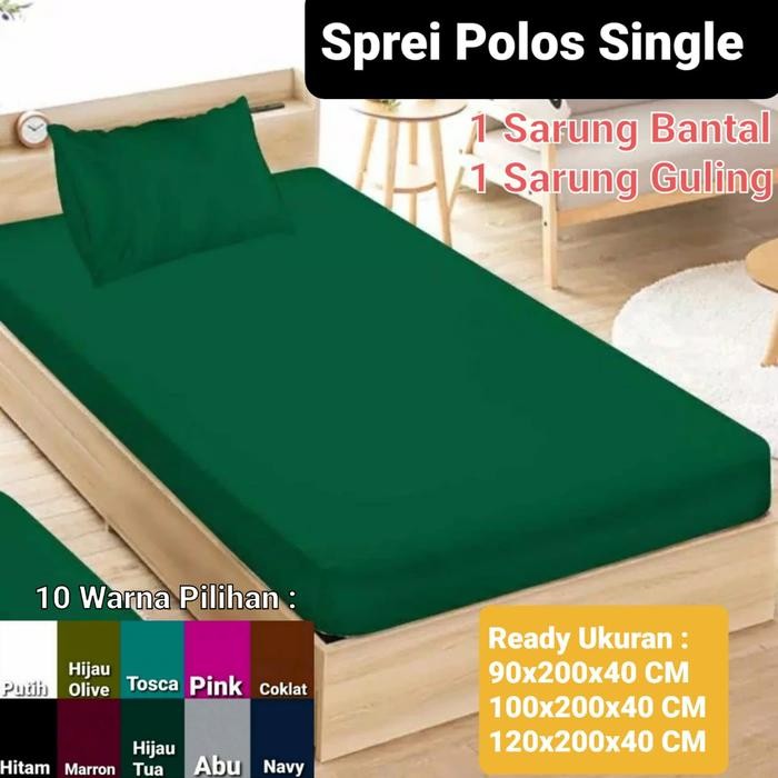 Kintakun - Sprei Polos Tinggi 40 Cm Ukuran 90X200 Cm, 100X200 Cm, 120X200 Cm