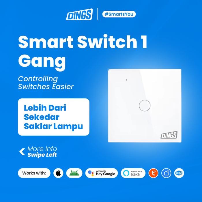 Dings Saklar Listrik Pintar 1 Gang Smart Home - Smart Switch