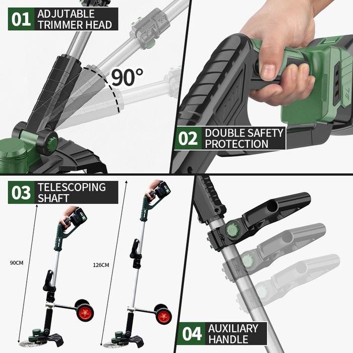 dena- CodTanzu 21V Lawn Mower Brushless Mesin Potong Rumput Mesin Pemotong Rumput Listrik