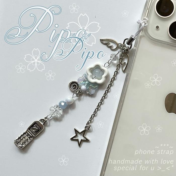 Phone Strap Pipo-Pipo Y2K Gantungan HP Tema Angel Wings | Beads Keychain | Beads Phone Charm - Phone