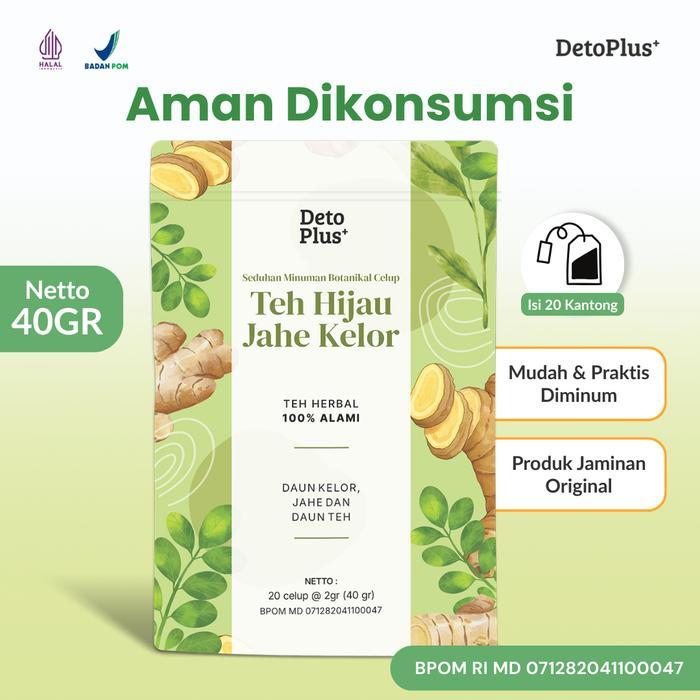 [Bpom] 3 Teh Hijau Jahe Kelor Detoplus - Teh Celup Instan Minuman Rempah Alami Daun Kelor, Jahe,