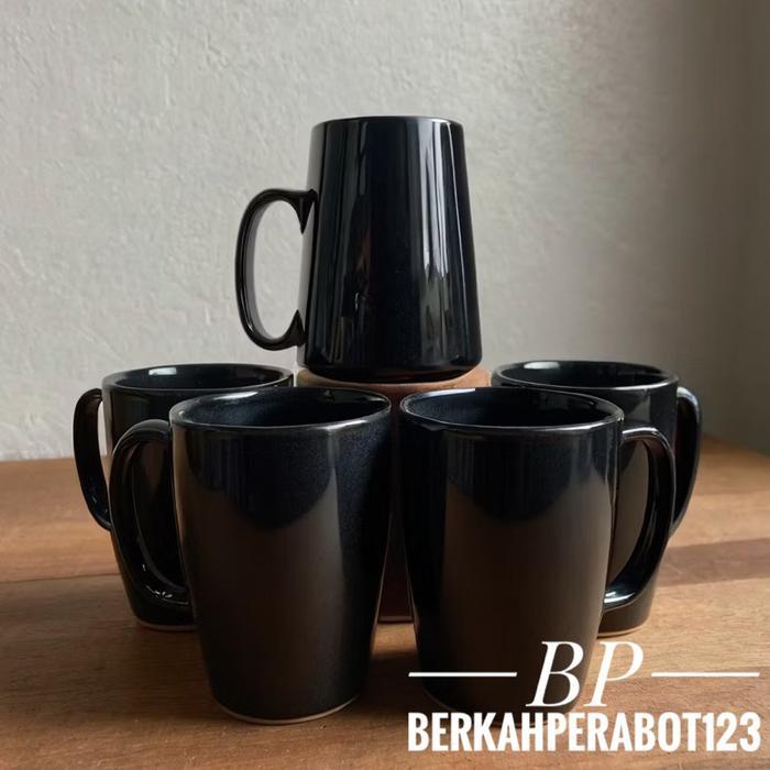6 Pcs Cangkir Melamin 124 Hitam Tebal Cangkir Kopi Tahan Panas Terlaris
