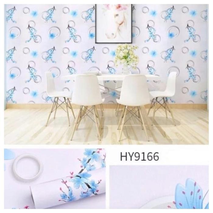 NEW Wallpaper sticker dinding motif mawar & kembang L45cm x 9mtr Kertas Plastik Plastik Pvc