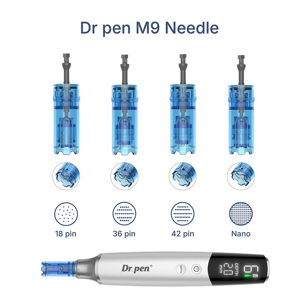 Dr. pen M9 Cartridge Needles: 18/36/42/ Round Nano pin Anti-Backflow Bayonet Heads with