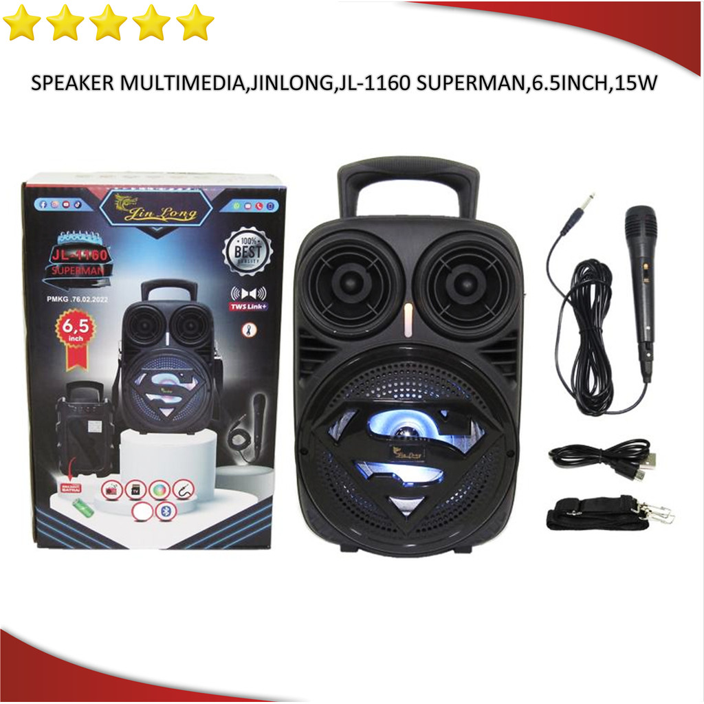 speaker karaoke bluetooth Jin Long JL-1160 Superman + mic super bass