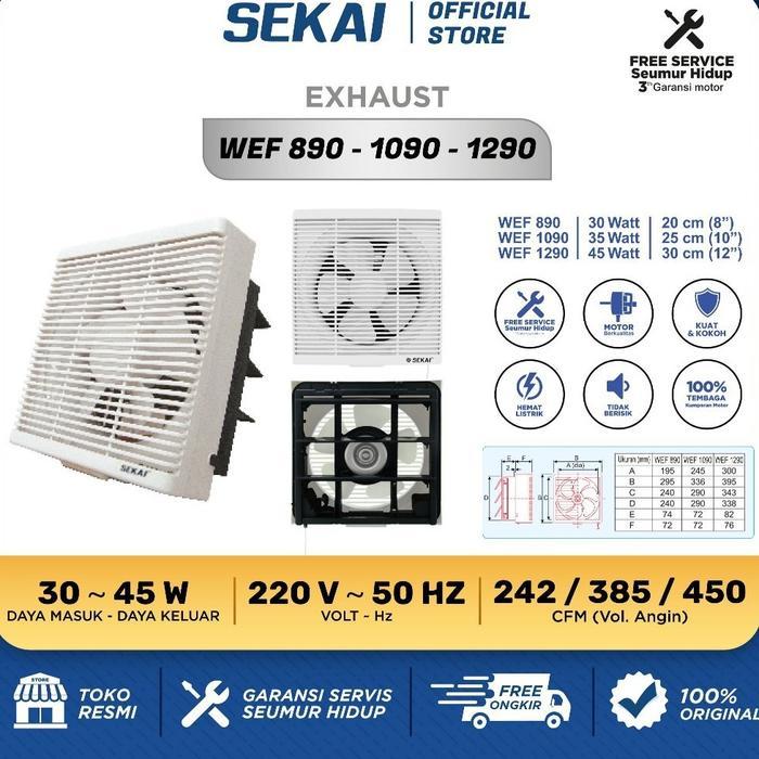 NEW SEKAI WEF-1090 Wall Exhaust/Hexos/Heksos Fan Dinding 10 inci/inch Ukuran Lubang Dinding 30x30
