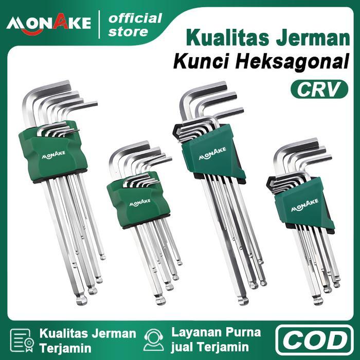 Tekiro - German Tools Kunci L Hexagonal Wre Kunci Heksagonal Set Panjang Hex Key 9Pcs Jenis Bunga S2