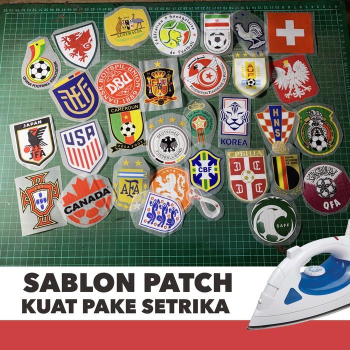 PATCH STIKER SABLON Logo Bola Piala Dunia Setrika cetak DTF Sablon iron patch LOGO BOLA PIALA DUNIA