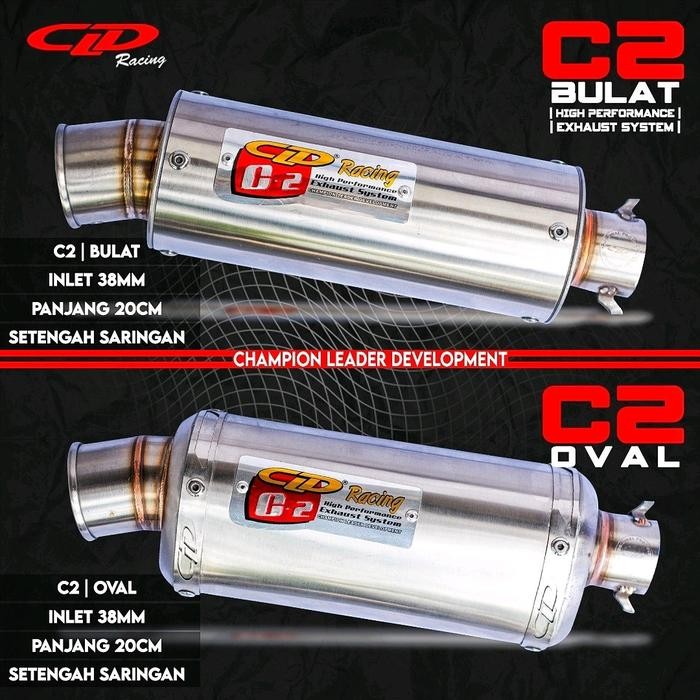 Silencer Only Knalpot Cld Racing Type C2 Bulat/Oval Inlet 38 Mm
