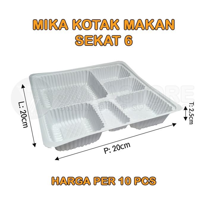 Mika kotak makan sekat 6 (10pcs)