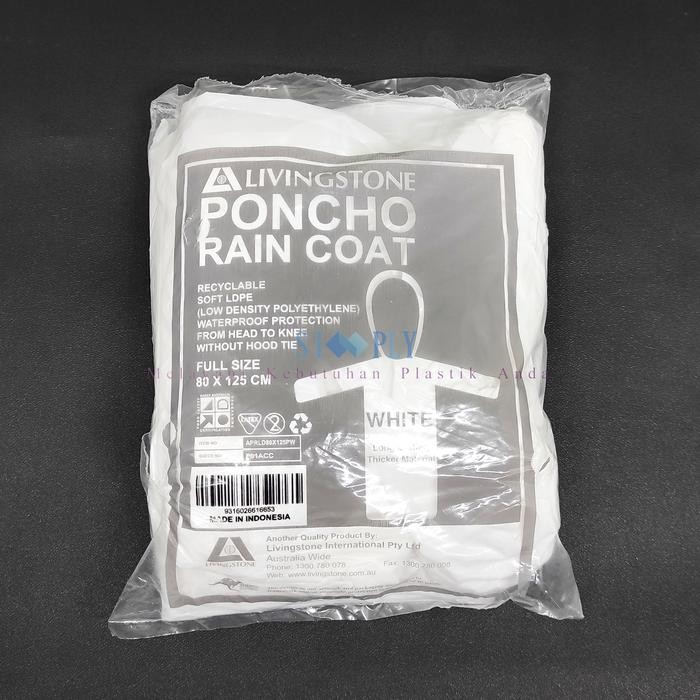 Jas Hujan Plastik Ponco Mantel Warna Putih