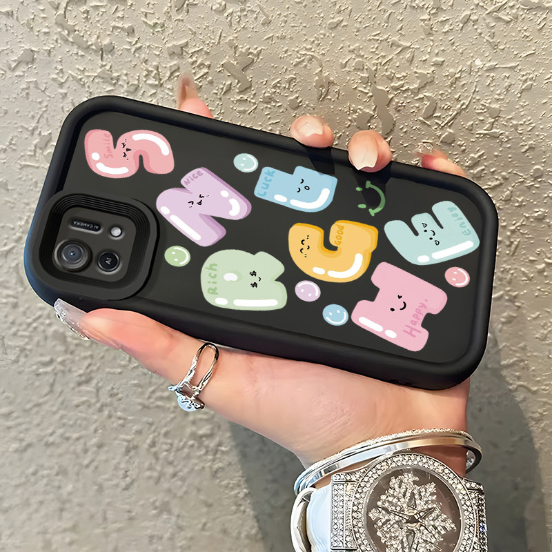 Casing Hp OPPO A16K OPPO A16E Case Softcase Kesing Pola alfabet bahagia Casing silikon Cantik kasing
