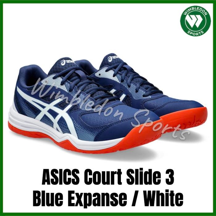 Terbaik Sepatu Asics Court Slide 3 Blue Expanse / Sepatu Tenis Asics Original 100% Ori