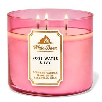 LILIN BATH AND BODY WORKS ROSE WATER IVY / CANDLE 3 WICKS
