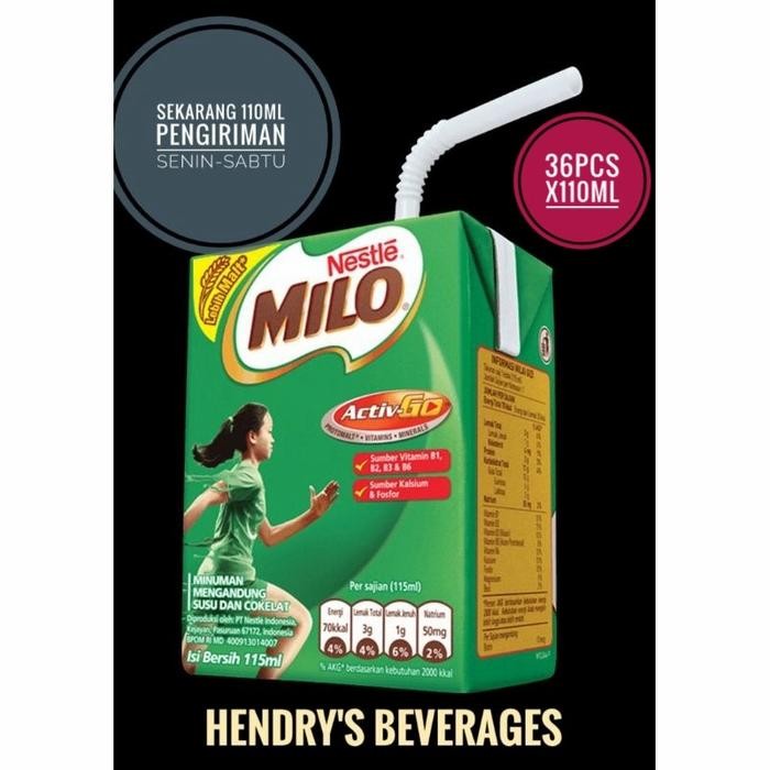 

Pilihan- Susu Milo Uht 110Ml 1Dus Isi 36Pcs