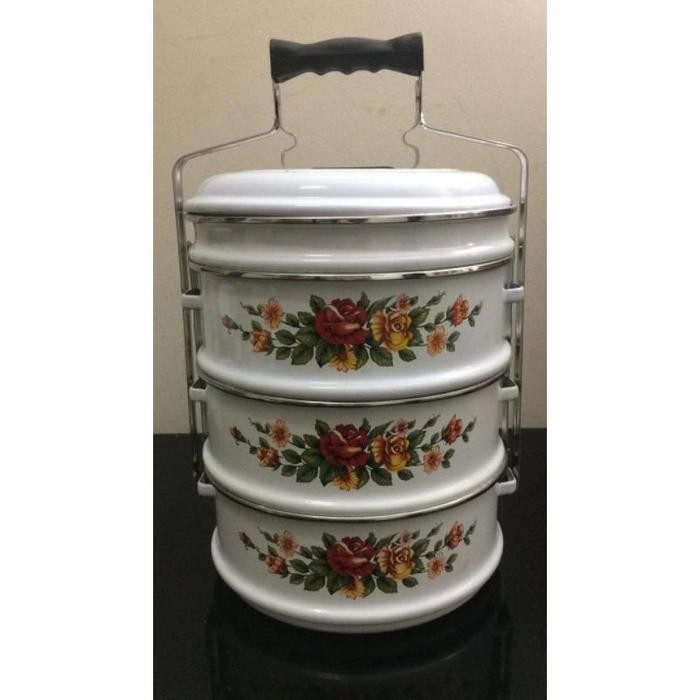 Rantang Enamel / Tenong Jadul 24Cm / 4 Susun