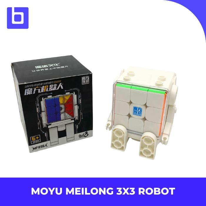 Cube 3x3 Moyu Meilong 2023 + Robot Case 3x3 Warna Stickerless