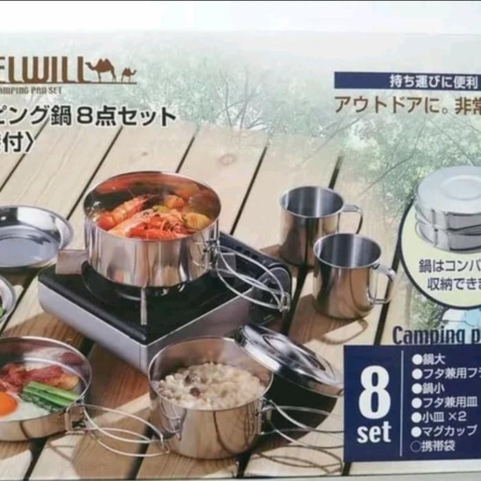 Paket Perlengkapan Masak Camping Set Stainless Steel
