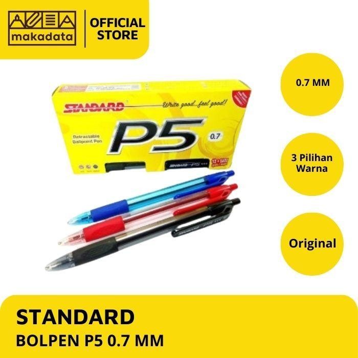 

OJ Pulpen Standard P5 0.7mm - Bolpen Pena Pen Semi Gel Cetek P-5 0,7 ( 1 Lusin / 12+1 pcs)