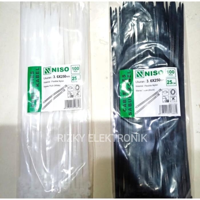 

OJ Kabel Ties Cable Tie 3.6x250mm 25cm NISO 100pc Kualitas Bagus