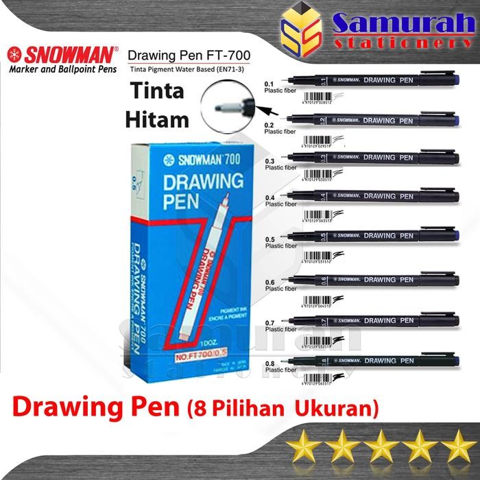 

New Spidol Drawing Pen Snowman / Permanent Marker Ft 700 Ukuran 0.1 0.2 0.3 0.4 0.5 0.6 0.7 0.8