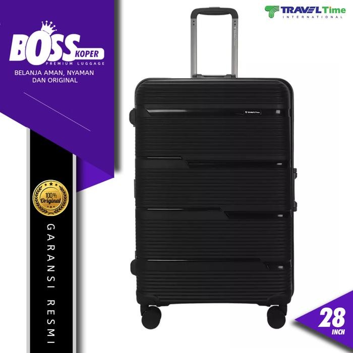 Koper 28 Inch Large Kuat Travel Time Hardcase Tanpa Resleting + Tsa