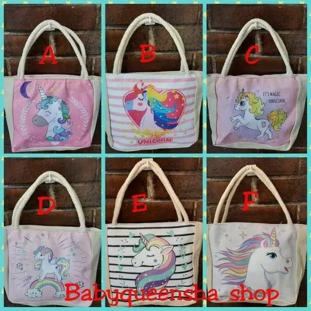Tas unicorn/tote bag unicorn/tote bag anak unicorn/tas bekal makan