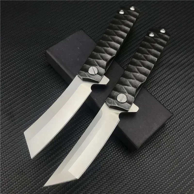 Tanto Knife Folding Tactical Razor Marked D2 Steel Blade Bearing Hunting Survival Pocket Knives