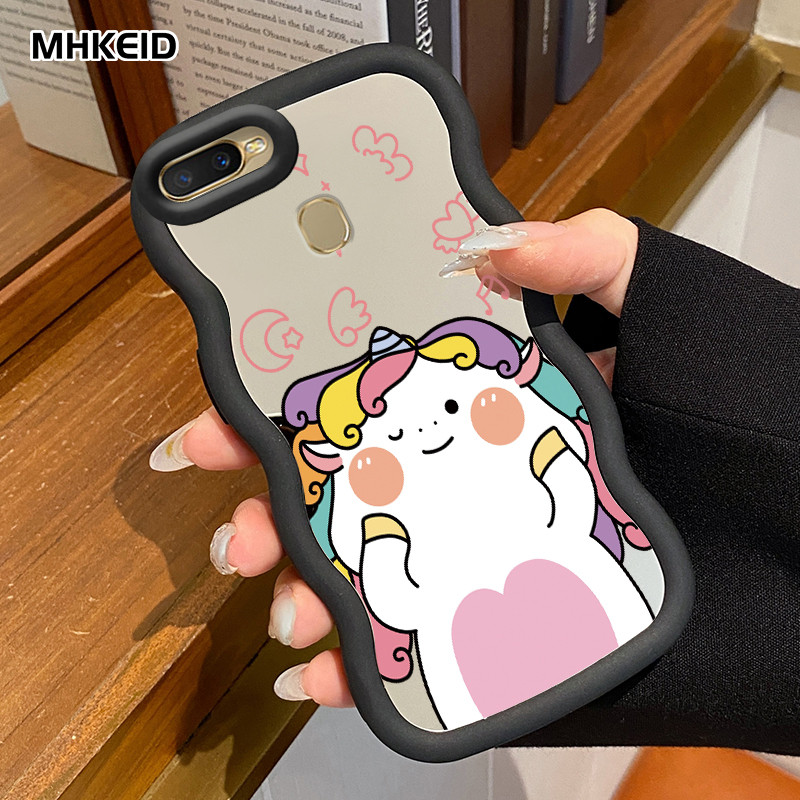 MHKEID Casing Untuk OPPO A7 A5s A12 A12s A11K Case Casing HP Pola Dinosaurus dan unicorn Kesing Kasi