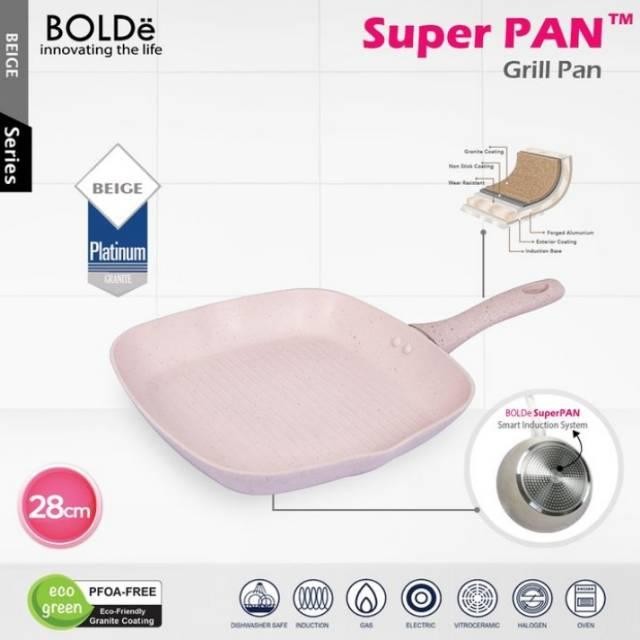 Terbaik Bolde Grill Pan Granite Beige Series 28 Cm / Grill Pan Bolde 100% Ori