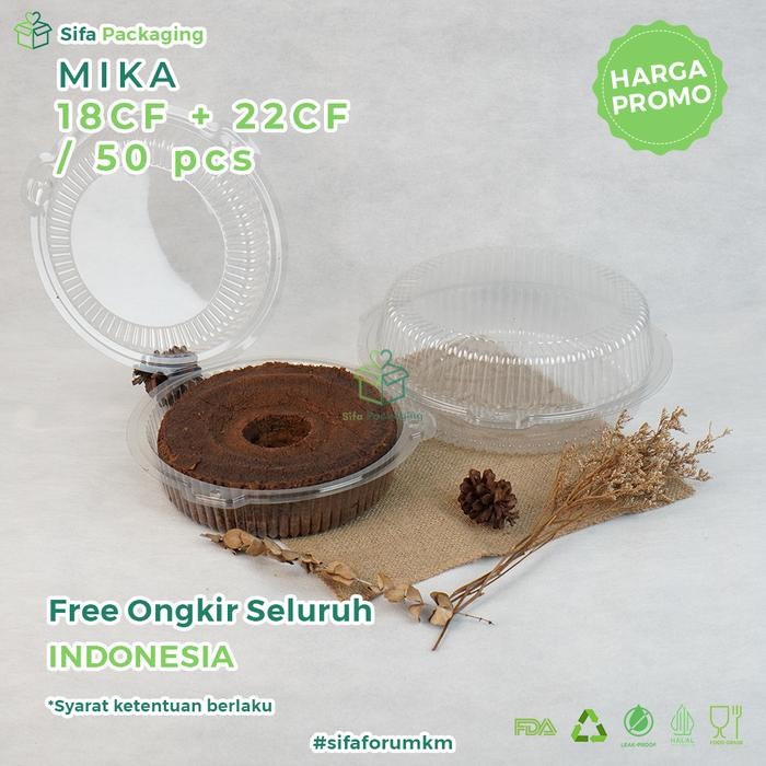 Mika Bulat Plastik 18Cf 22Cf Mika Kemasan Kue Sifon Kue Bolu Besar Pisang Bolu Ketan Puding Hitam