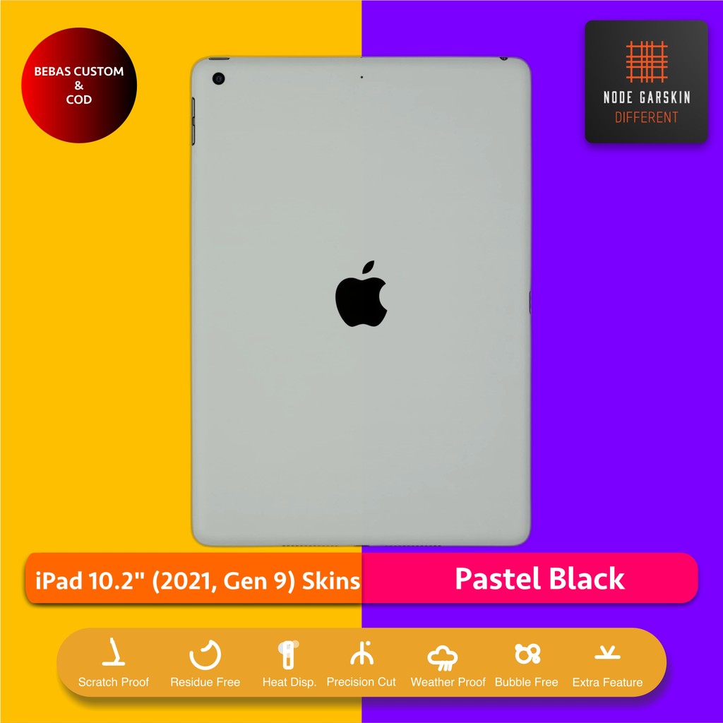 Garskin Skin iPad 10.2 2021 Gen 9 Pastel Black Fullbody / Backonly | Anti Lecet | Case | Vinyl