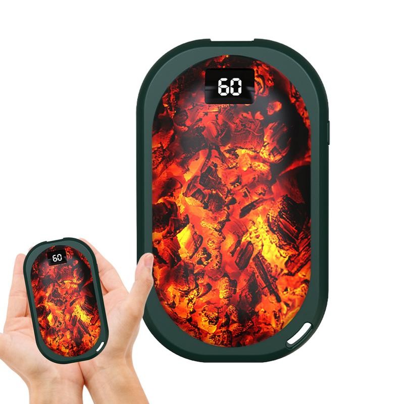 Electric Hand Warmer Rechargeable Hand Warmer Flame Hand Warmer Digital Display Electric Portable Po